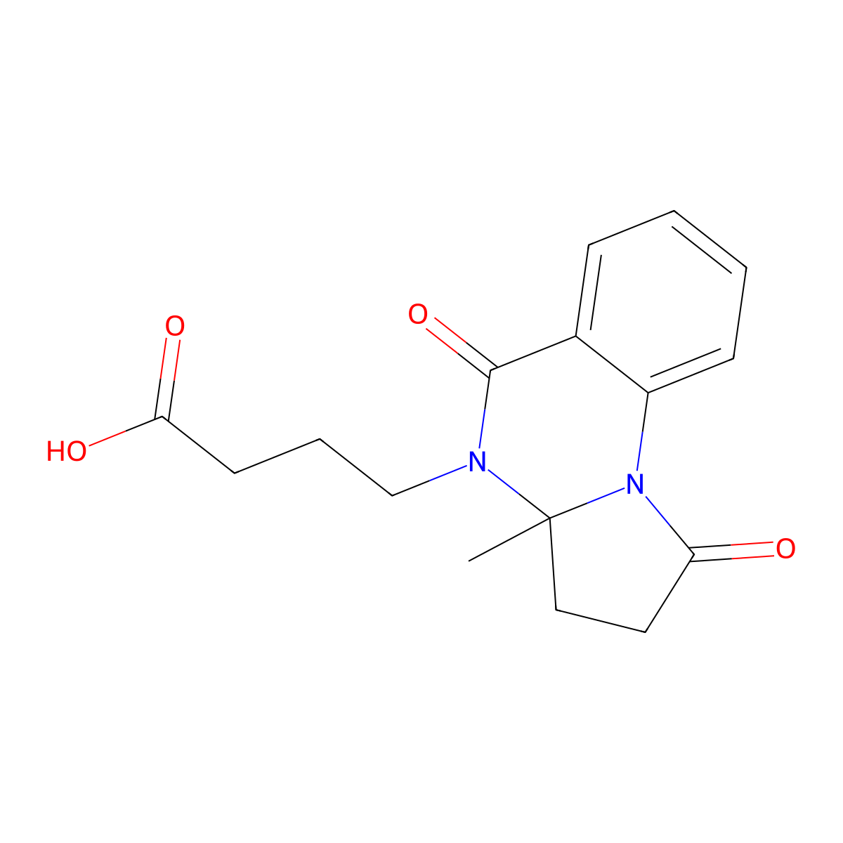 4-{3a-methyl-1,5-dioxo-1H,2H,3H,3aH,4H,5H-pyrrolo[1,2-a]quinazolin-4-yl}butanoic acid molecular structure, CAS 1049872-98-1