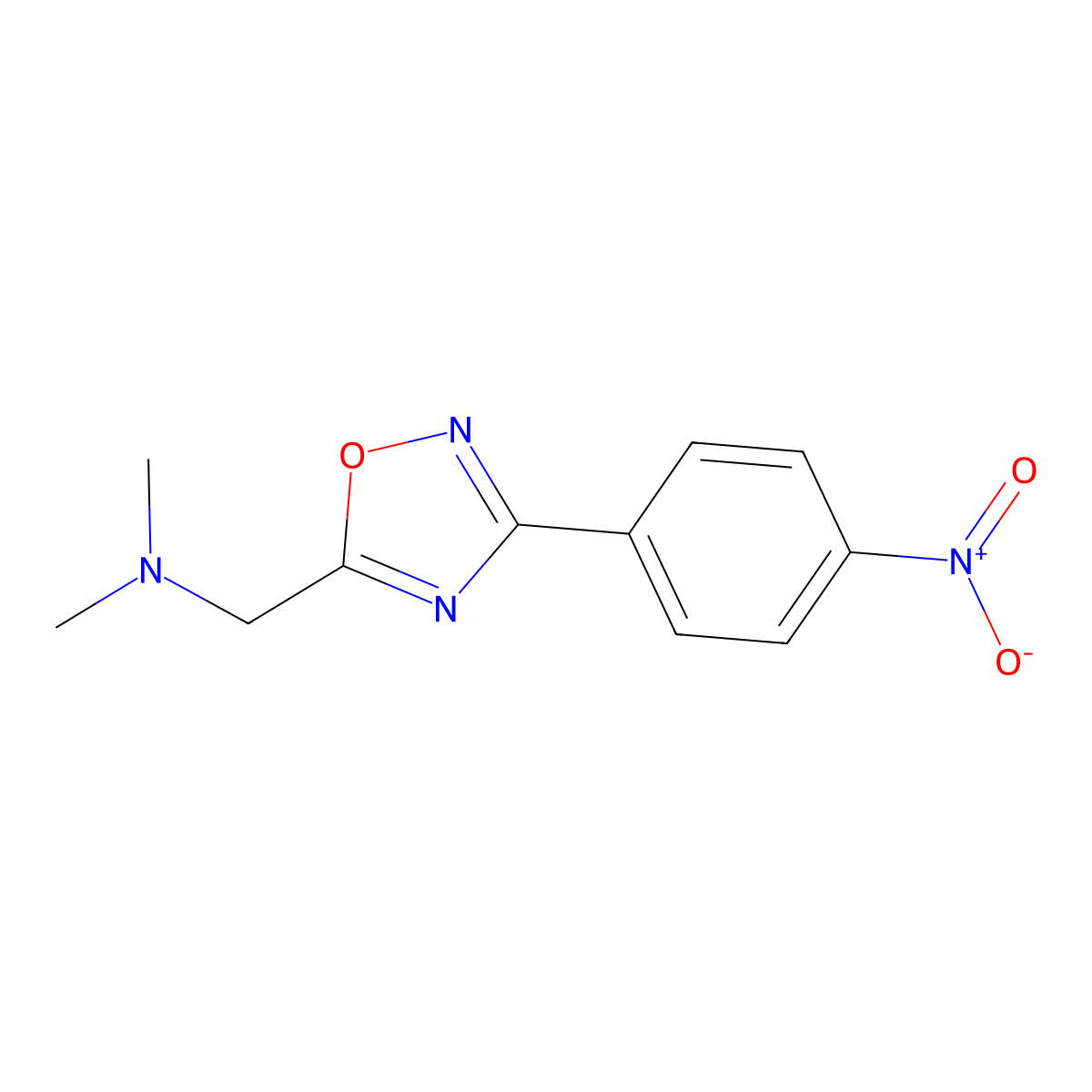 Dimethyl({[3-(4-nitrophenyl)-1,2,4-oxadiazol-5-yl]methyl})amine molecular structure, CAS 1049873-28-0