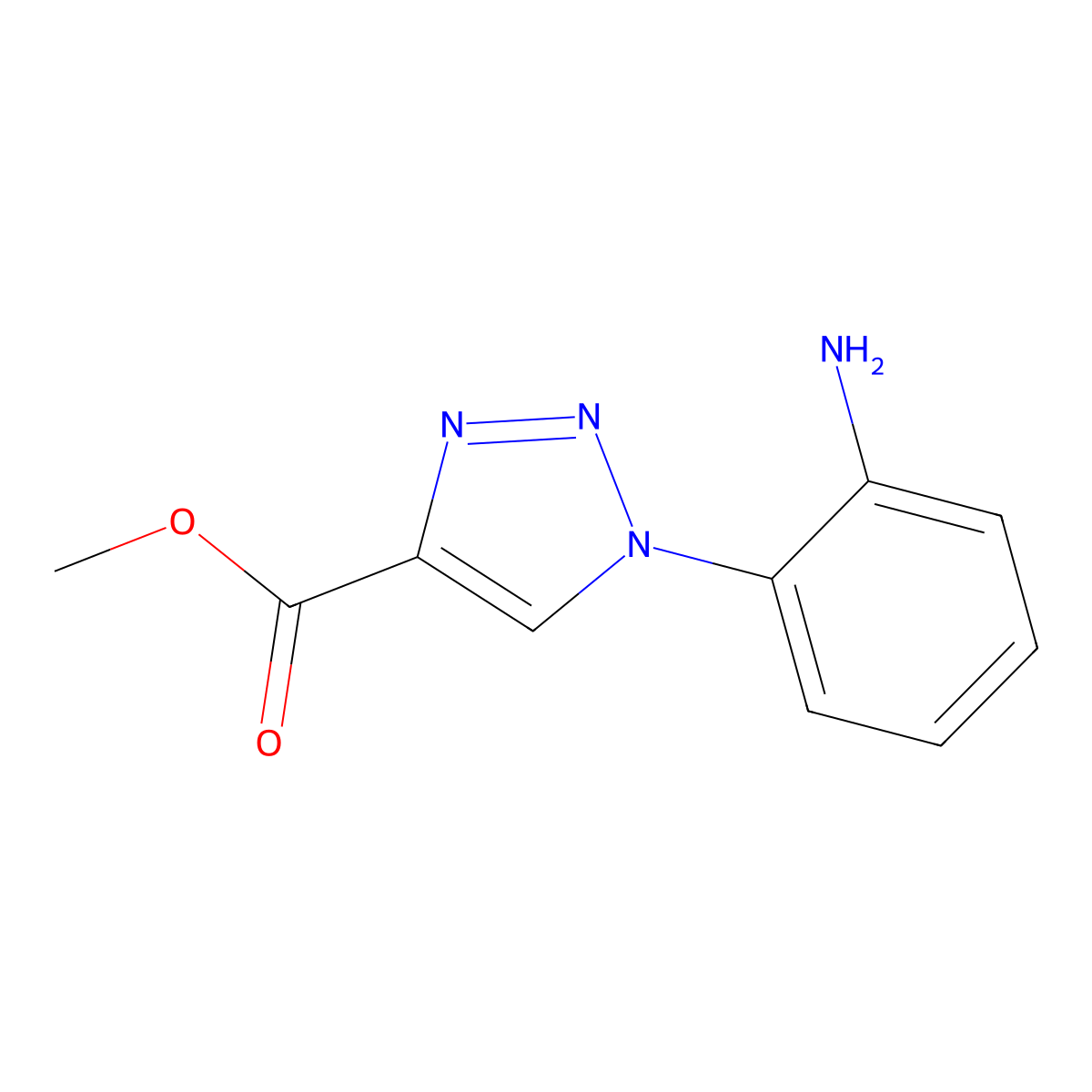methyl 1-(2-aminophenyl)-1H-1,2,3-triazole-4-carboxylate molecular structure, CAS 1049873-33-7