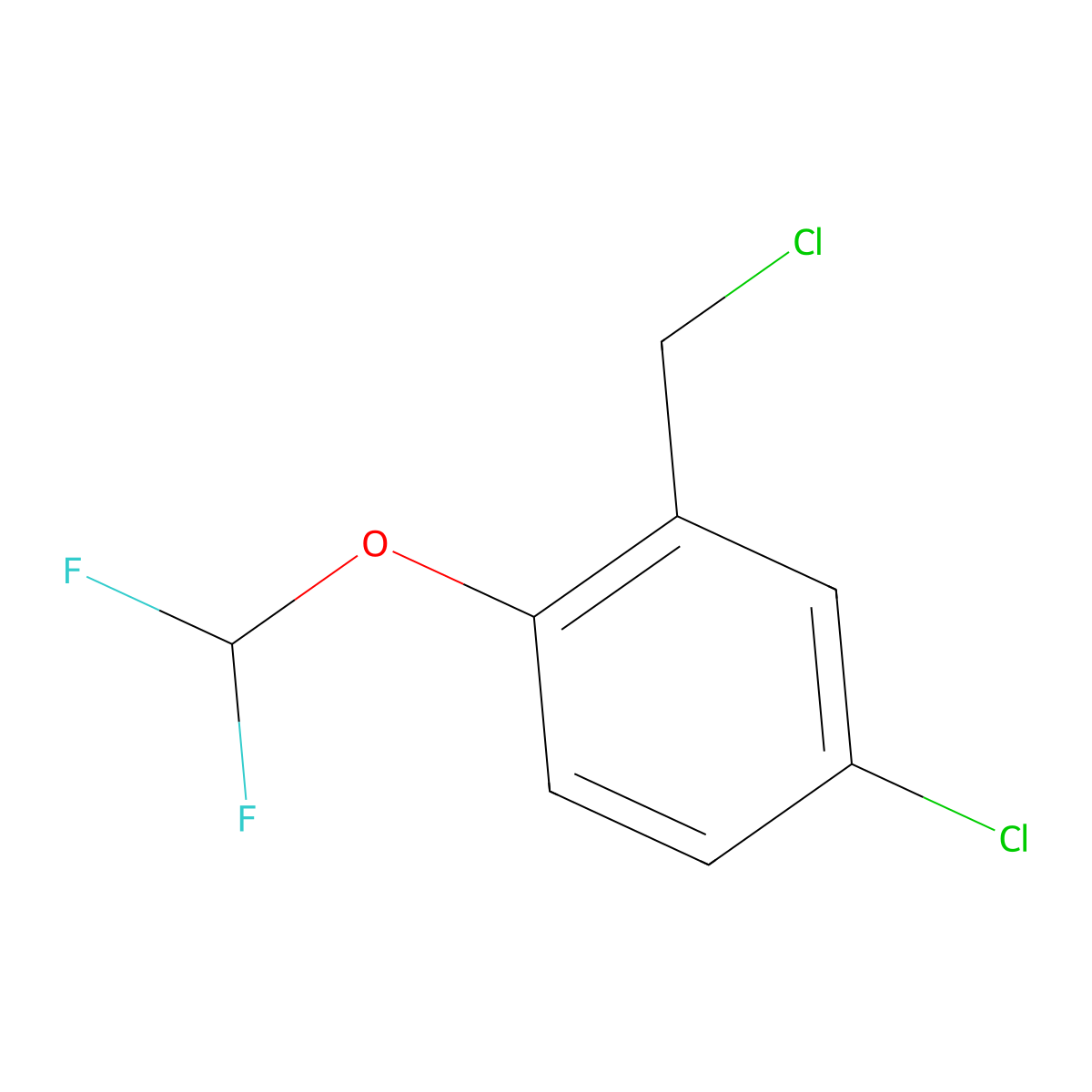 4-Chloro-2-(chloromethyl)-1-(difluoromethoxy)benzene molecular structure, CAS 1049874-11-4