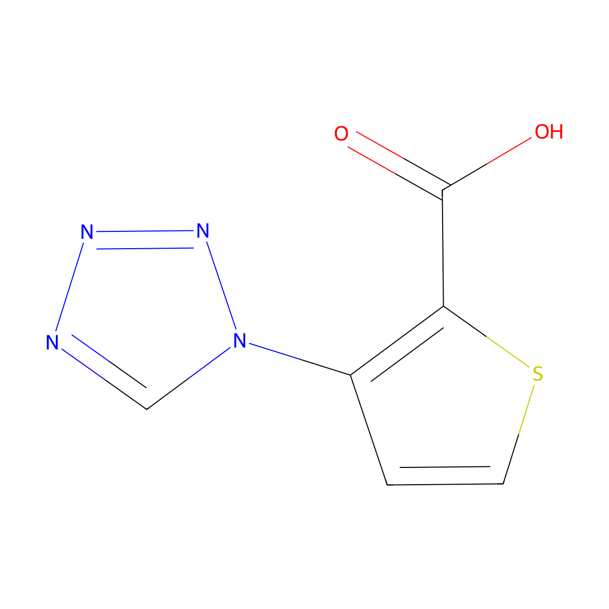 3-(1H-1,2,3,4-tetrazol-1-yl)thiophene-2-carboxylic acid molecular structure, CAS 1049874-37-4