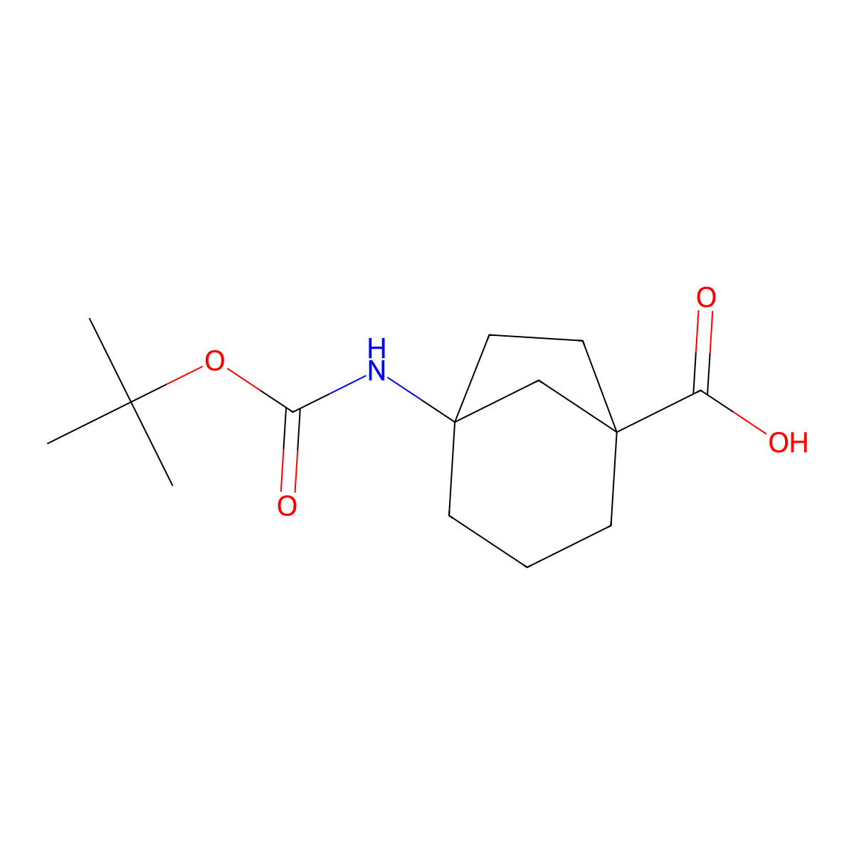 5-(((Tert-butoxy)carbonyl)amino)bicyclo(3.2.1)octane-1-carboxylic acid molecular structure, CAS 1049874-51-2