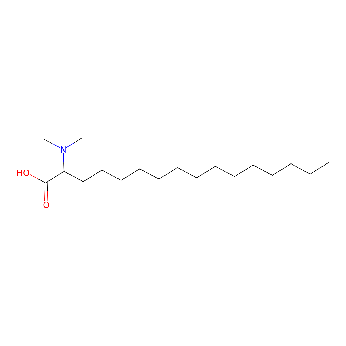 2-Dimethylamino-hexadecanoic acid molecular structure, CAS 10499-94-2
