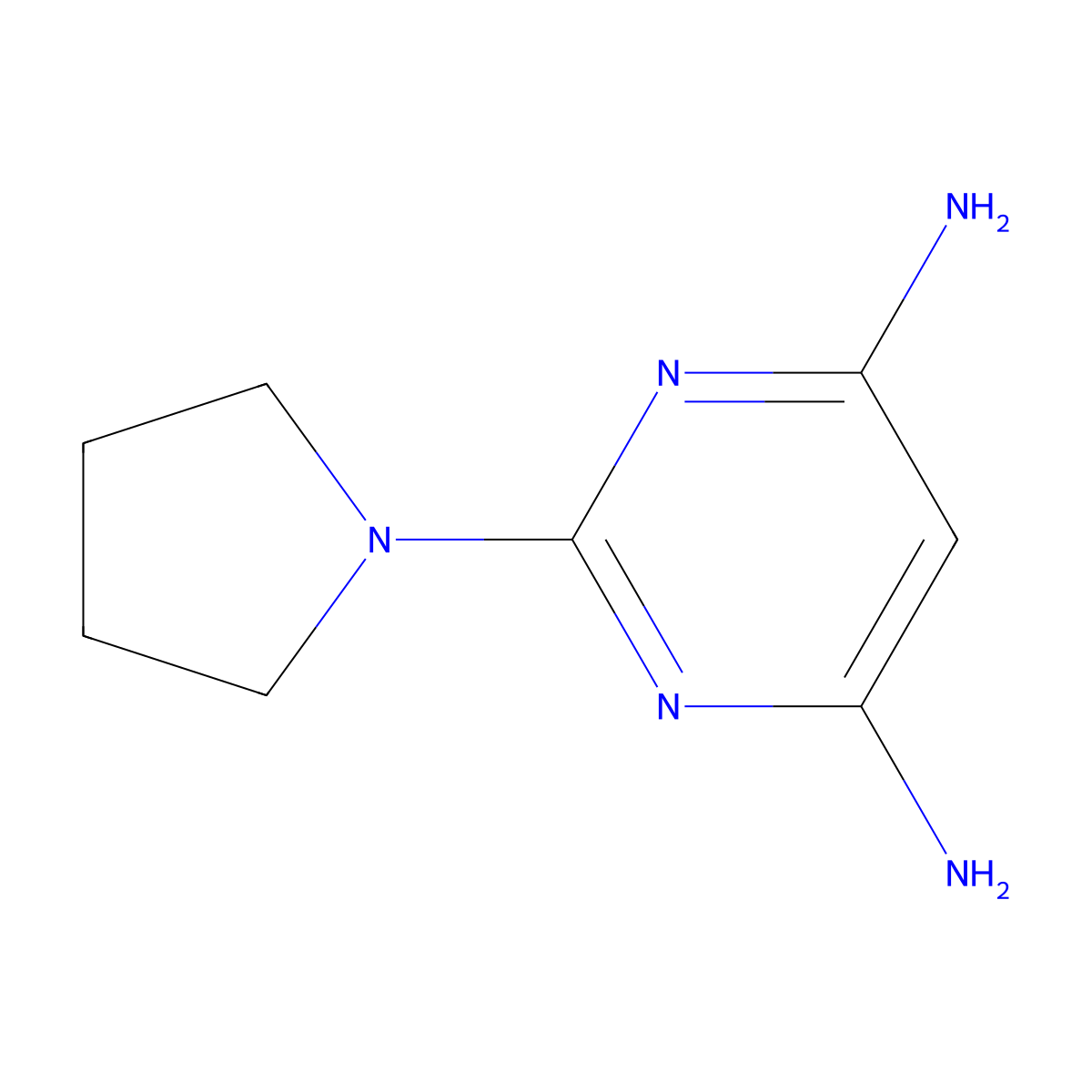 2-Pyrrolidin-1-ylpyrimidine-4,6-diamine molecular structure, CAS 104990-33-2