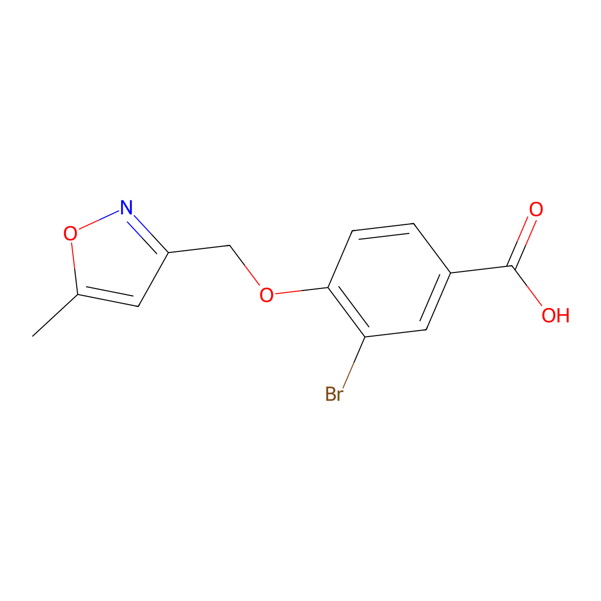 3-Bromo-4-((5-methyl-1,2-oxazol-3-yl)methoxy)benzoic acid molecular structure, CAS 1049922-12-4