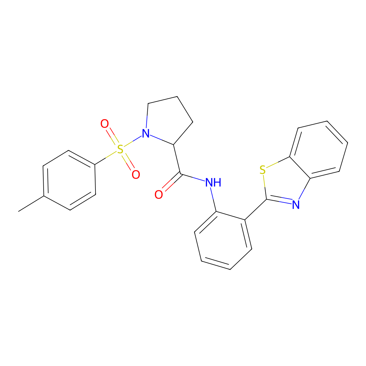 N-(2-(benzo[d]thiazol-2-yl)phenyl)-1-tosylpyrrolidine-2-carboxamide molecular structure, CAS 1049929-31-8