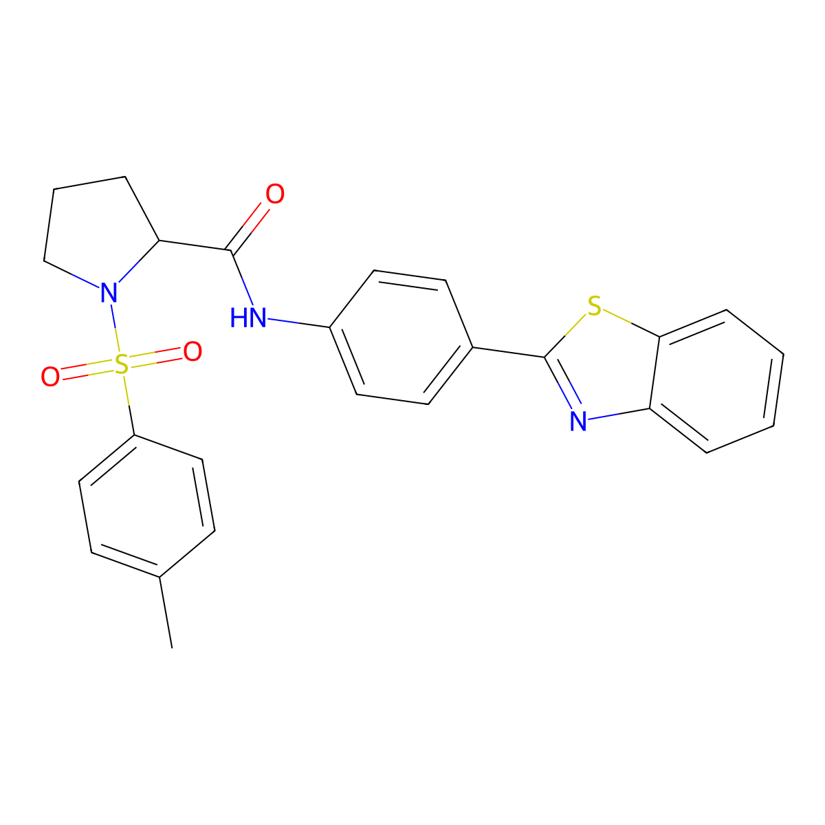 N-[4-(1,3-benzothiazol-2-yl)phenyl]-1-(4-methylbenzenesulfonyl)pyrrolidine-2-carboxamide molecular structure, CAS 1049931-84-1