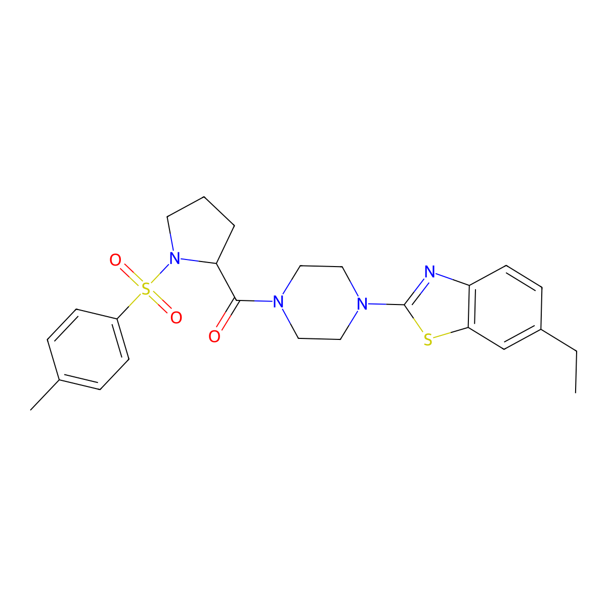 (4-(6-Ethylbenzo[d]thiazol-2-yl)piperazin-1-yl)(1-tosylpyrrolidin-2-yl)methanone molecular structure, CAS 1049941-19-6
