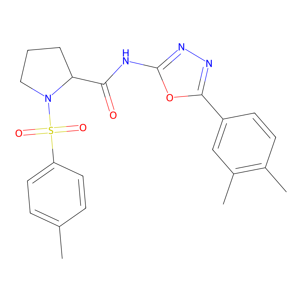 N-(5-(3,4-dimethylphenyl)-1,3,4-oxadiazol-2-yl)-1-tosylpyrrolidine-2-carboxamide molecular structure, CAS 1049942-02-0
