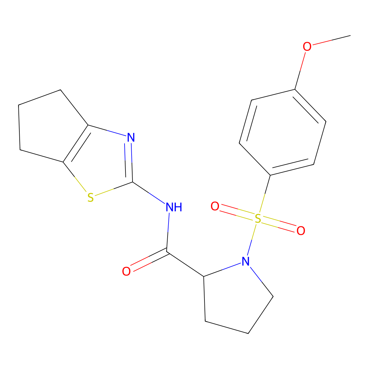 N-(5,6-dihydro-4H-cyclopenta[d]thiazol-2-yl)-1-((4-methoxyphenyl)sulfonyl)pyrrolidine-2-carboxamide molecular structure, CAS 1049952-08-0