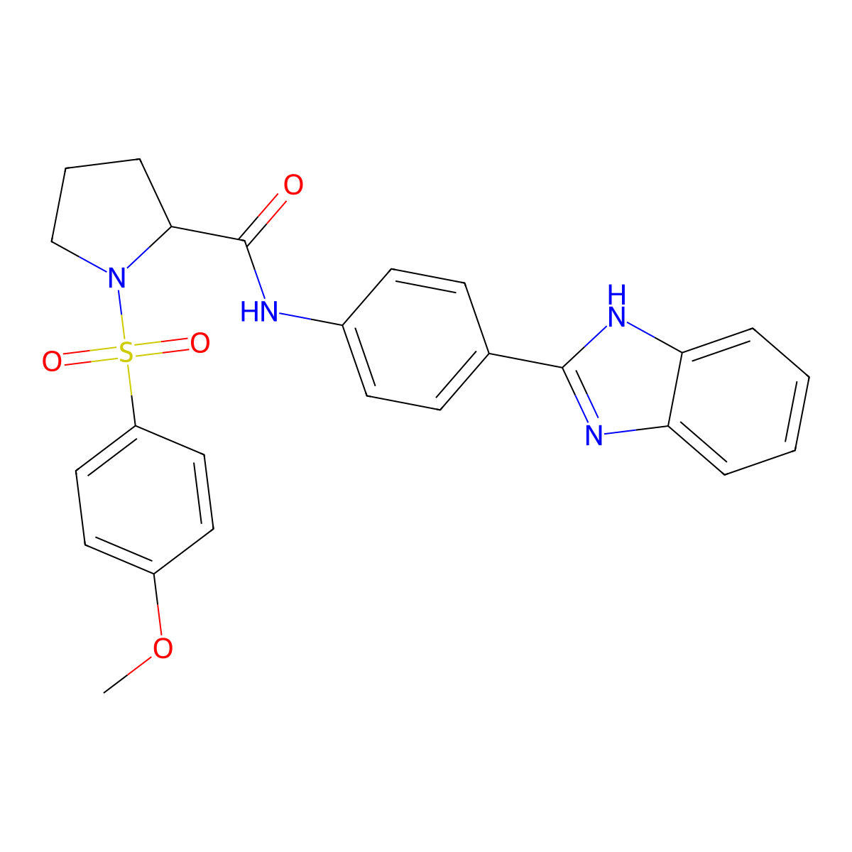 N-(4-(1H-benzo[d]imidazol-2-yl)phenyl)-1-((4-methoxyphenyl)sulfonyl)pyrrolidine-2-carboxamide molecular structure, CAS 1049957-66-5