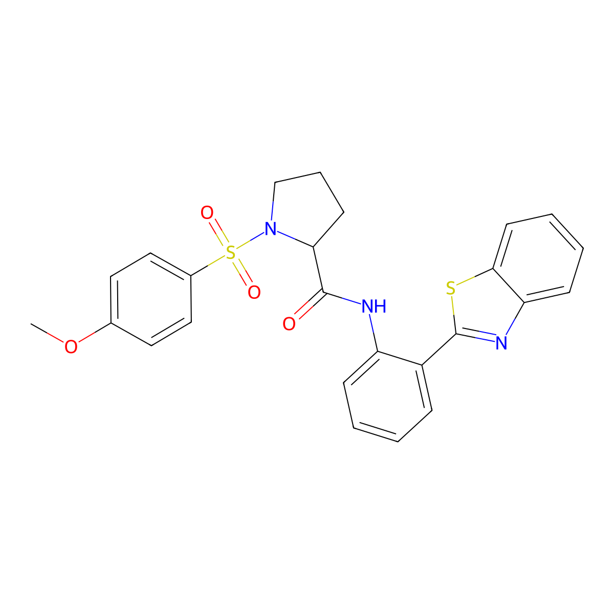 N-(2-(benzo[d]thiazol-2-yl)phenyl)-1-((4-methoxyphenyl)sulfonyl)pyrrolidine-2-carboxamide molecular structure, CAS 1049957-97-2