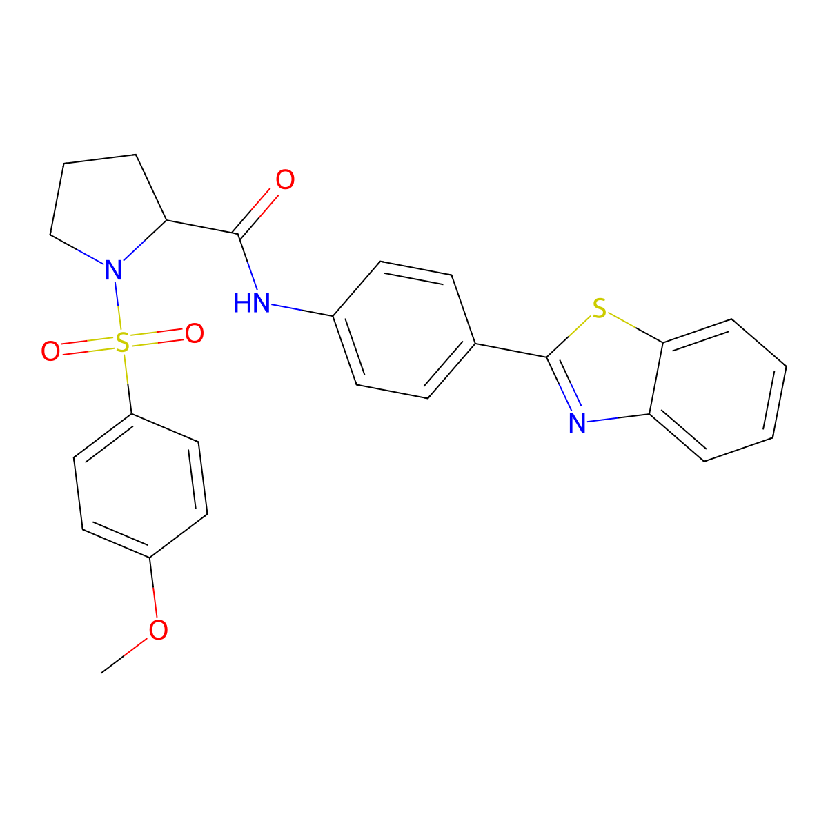 N-(4-(benzo[d]thiazol-2-yl)phenyl)-1-((4-methoxyphenyl)sulfonyl)pyrrolidine-2-carboxamide molecular structure, CAS 1049959-38-7