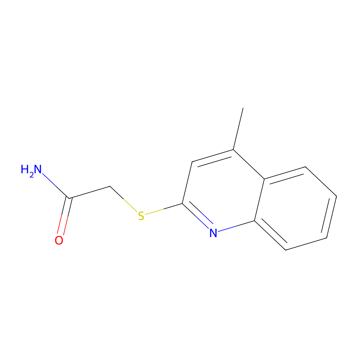 2-((4-Methylquinolin-2-yl)thio)acetamide molecular structure, CAS 104996-57-8