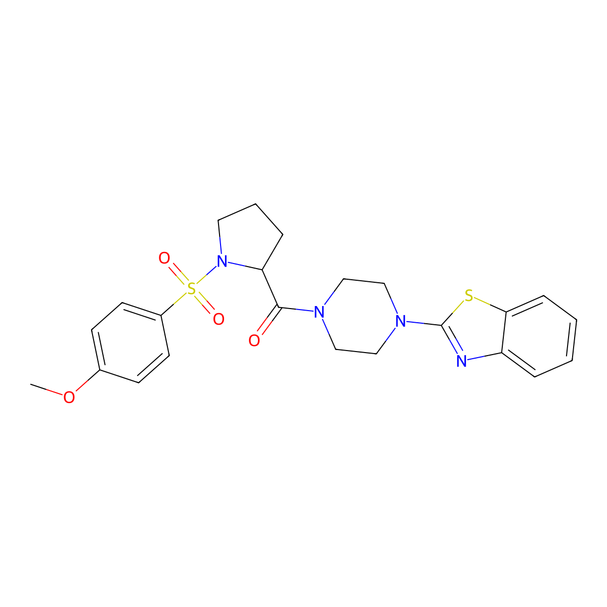 (4-(Benzo[d]thiazol-2-yl)piperazin-1-yl)(1-((4-methoxyphenyl)sulfonyl)pyrrolidin-2-yl)methanone molecular structure, CAS 1049960-16-8