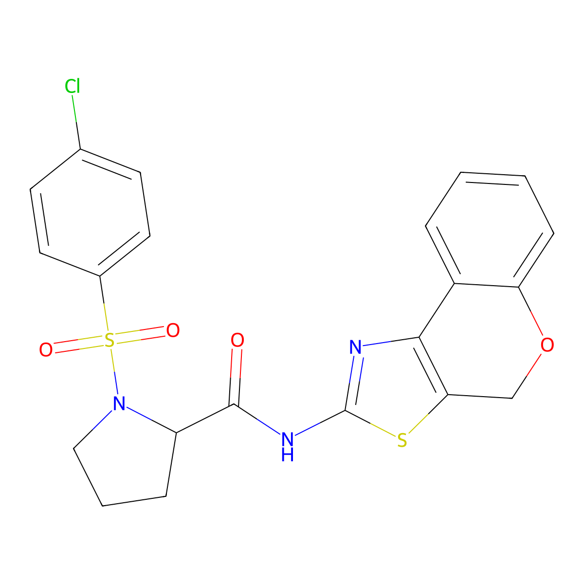 1-(4-chlorobenzenesulfonyl)-N-{4H-chromeno[4,3-d][1,3]thiazol-2-yl}pyrrolidine-2-carboxamide molecular structure, CAS 1049969-30-3