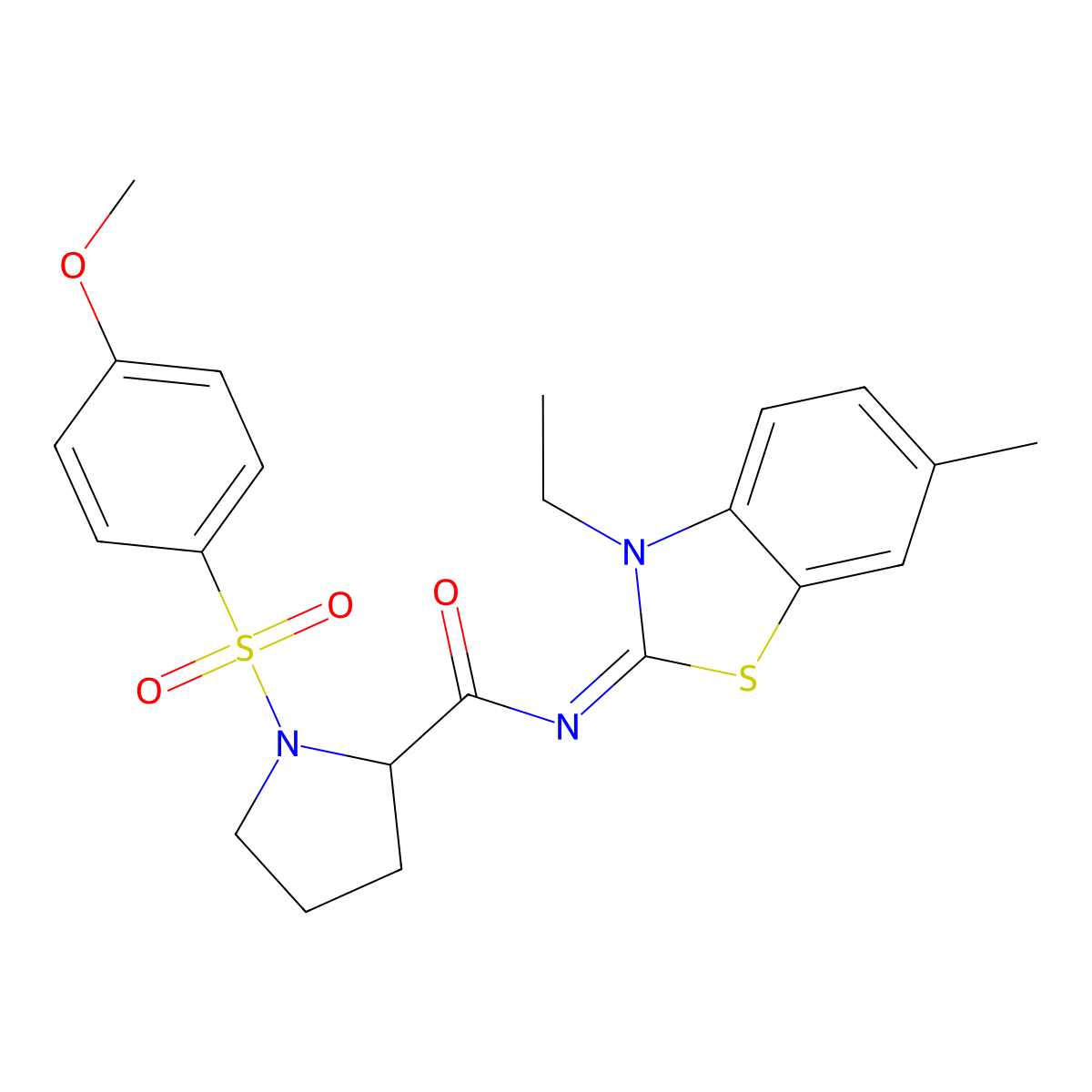(E)-N-(3-ethyl-6-methylbenzo[d]thiazol-2(3H)-ylidene)-1-((4-methoxyphenyl)sulfonyl)pyrrolidine-2-carboxamide molecular structure, CAS 1049969-87-0