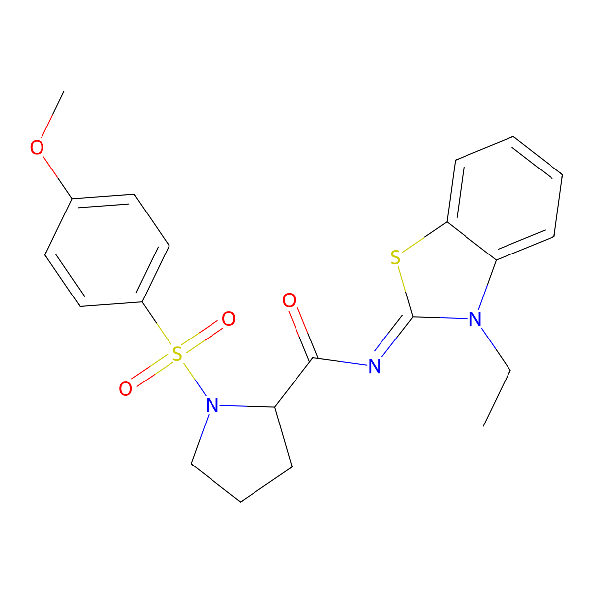 N-[(2E)-3-ethyl-2,3-dihydro-1,3-benzothiazol-2-ylidene]-1-(4-methoxybenzenesulfonyl)pyrrolidine-2-carboxamide molecular structure, CAS 1049969-88-1