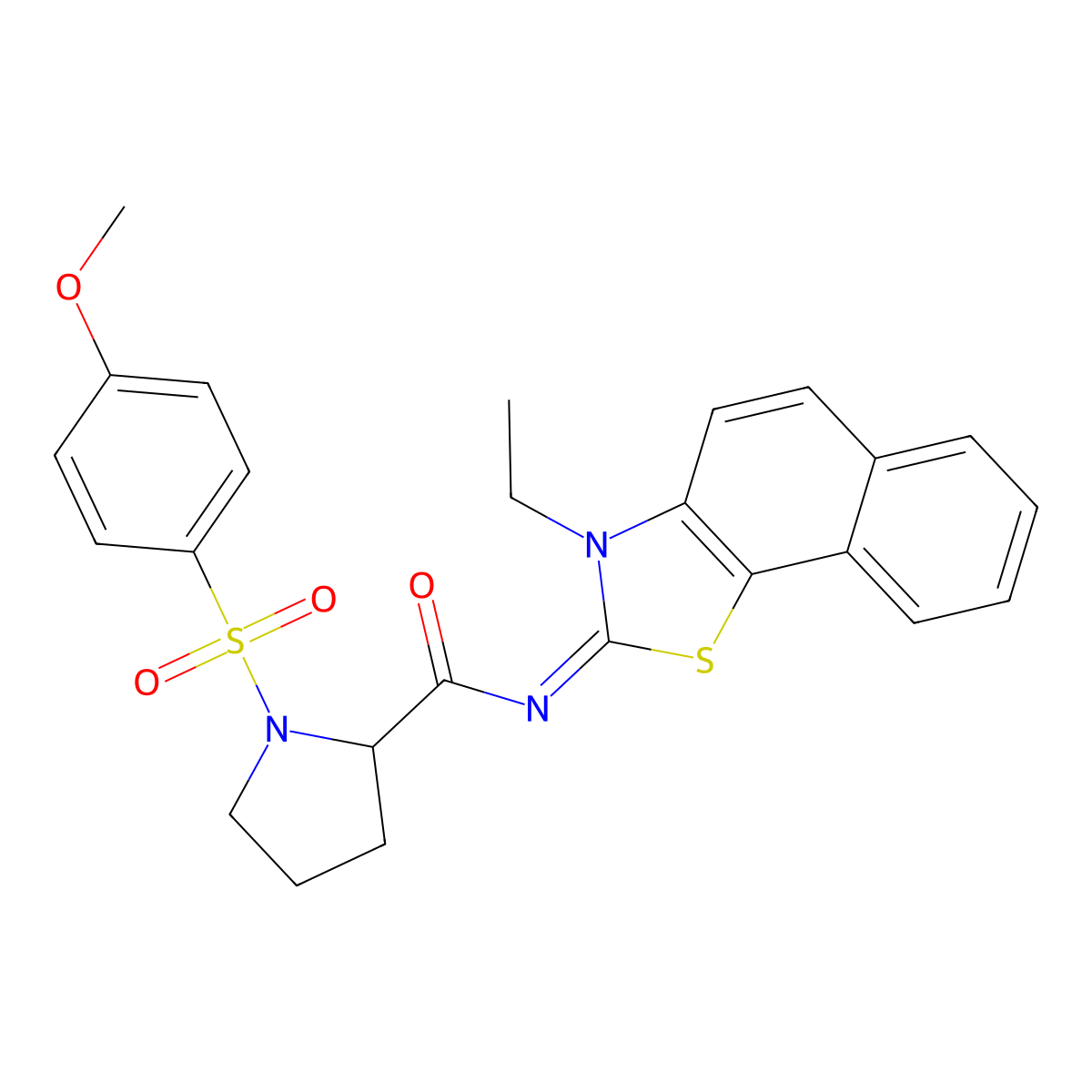 (E)-N-(3-ethylnaphtho[2,1-d]thiazol-2(3H)-ylidene)-1-((4-methoxyphenyl)sulfonyl)pyrrolidine-2-carboxamide molecular structure, CAS 1049969-90-5
