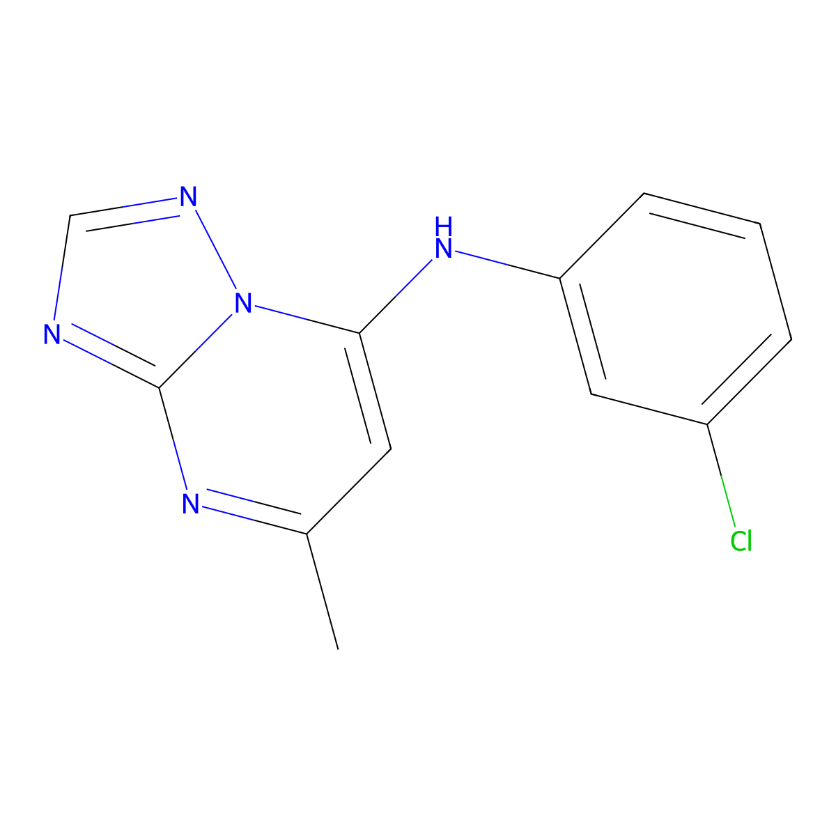N-(3-chlorophenyl)-5-methyl-[1,2,4]triazolo[1,5-a]pyrimidin-7-amine molecular structure, CAS 104997-66-2