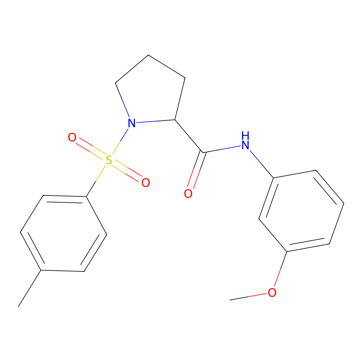 N-(3-methoxyphenyl)-1-tosylpyrrolidine-2-carboxamide molecular structure, CAS 1049970-13-9