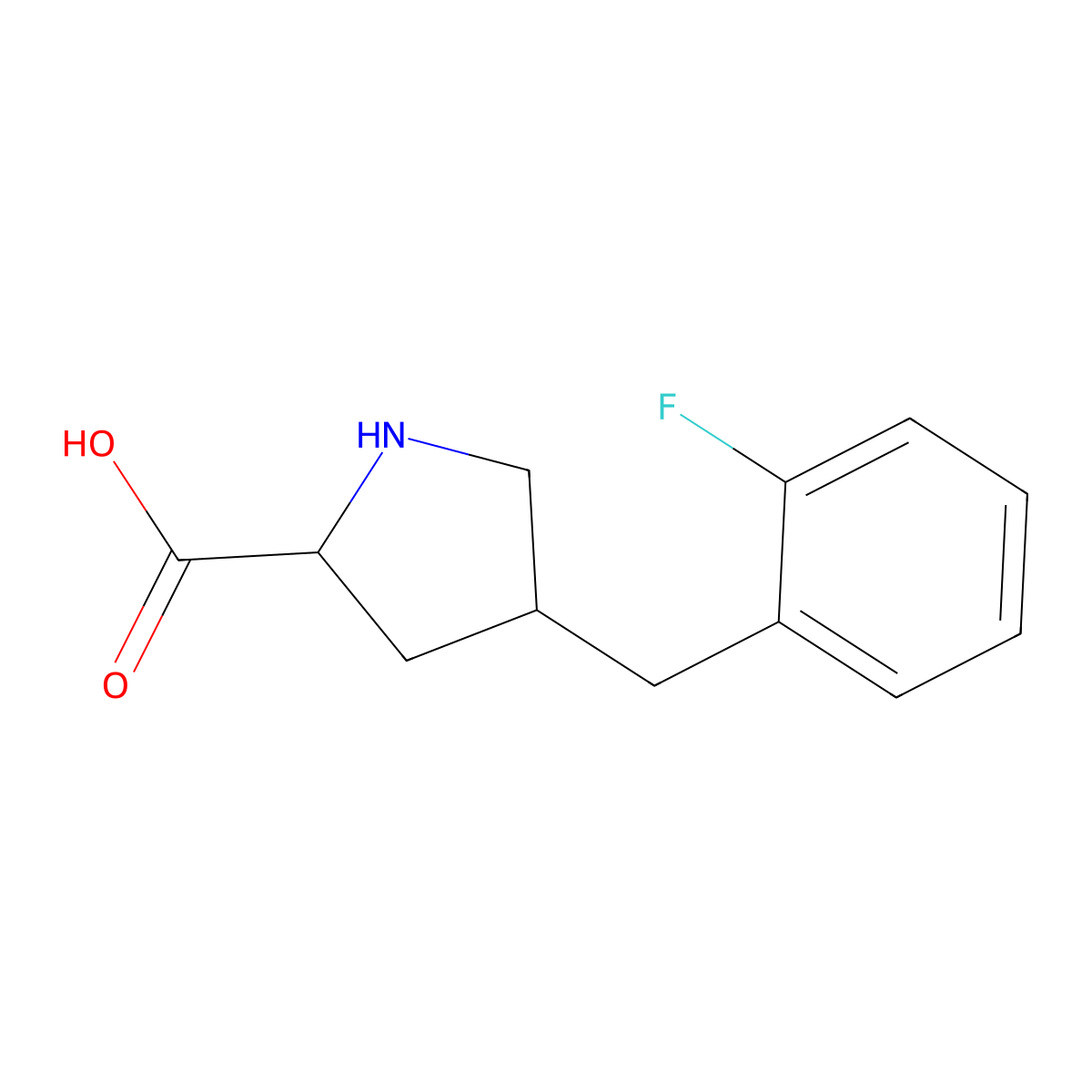 (2S,4R)-4-(2-Fluorobenzyl)pyrrolidine-2-carboxylic acid molecular structure, CAS 1049977-87-8