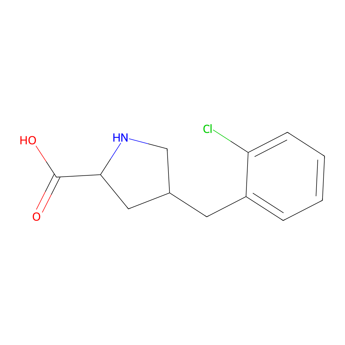 (2S,4R)-4-(2-Chlorobenzyl)pyrrolidine-2-carboxylic acid molecular structure, CAS 1049978-05-3