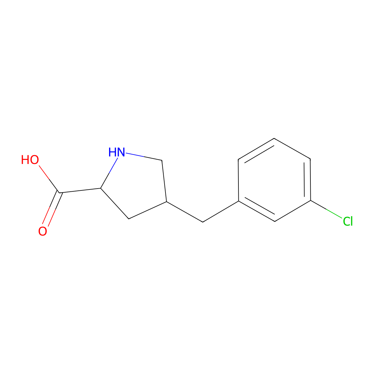 (2S,4R)-4-(3-Chlorobenzyl)pyrrolidine-2-carboxylic acid molecular structure, CAS 1049978-11-1