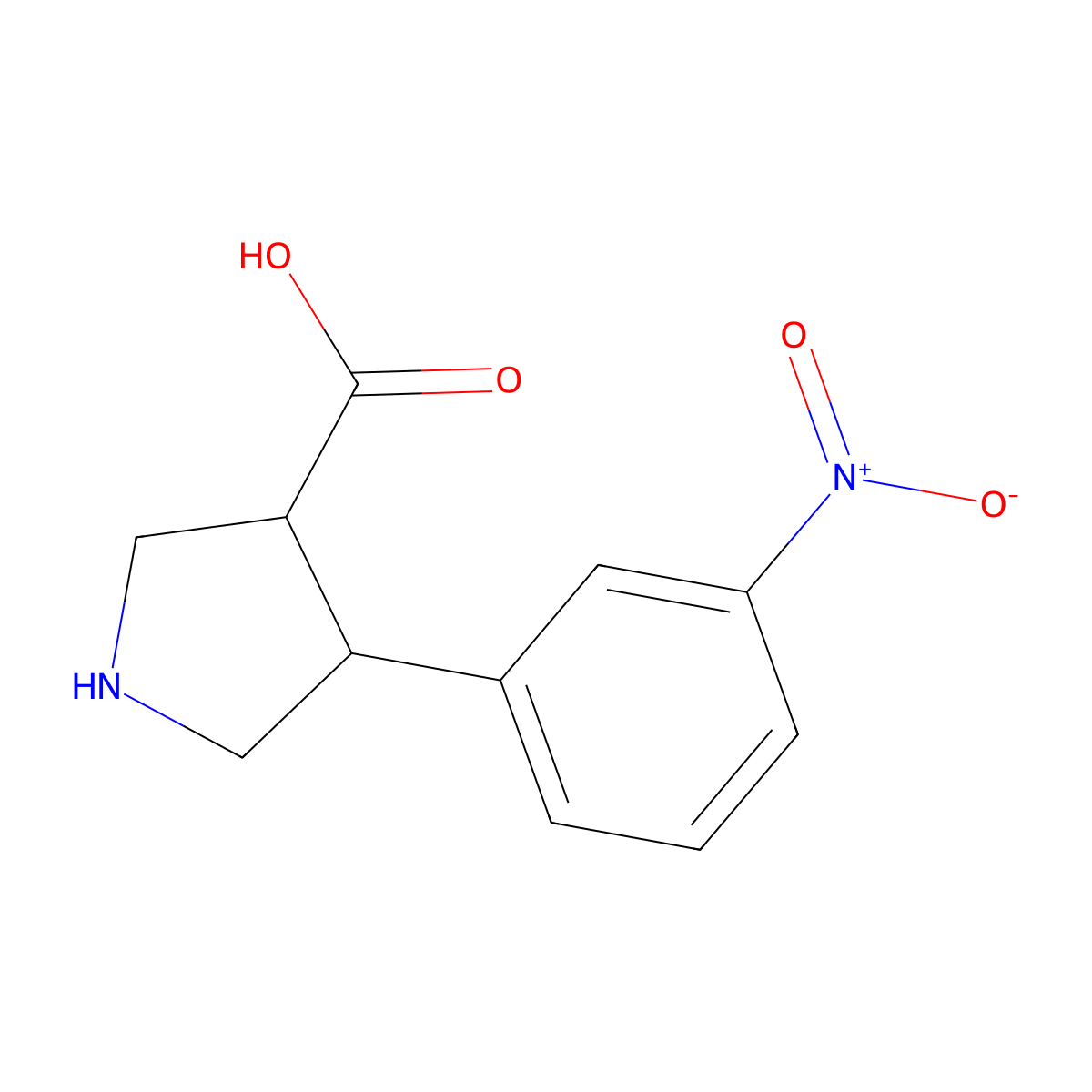 4-(3-Nitrophenyl)pyrrolidine-3-carboxylic acid molecular structure, CAS 1049978-19-9