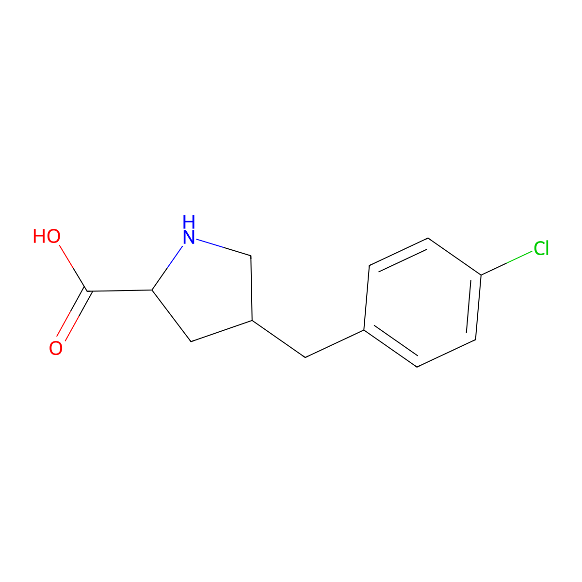 (2S,4R)-4-(4-Chlorobenzyl)pyrrolidine-2-carboxylic acid molecular structure, CAS 1049978-20-2
