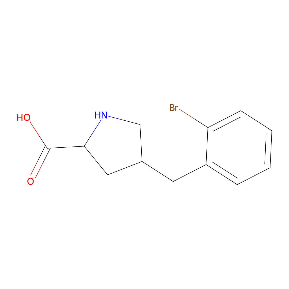 (2S,4R)-4-(2-Bromobenzyl)pyrrolidine-2-carboxylic acid molecular structure, CAS 1049978-26-8