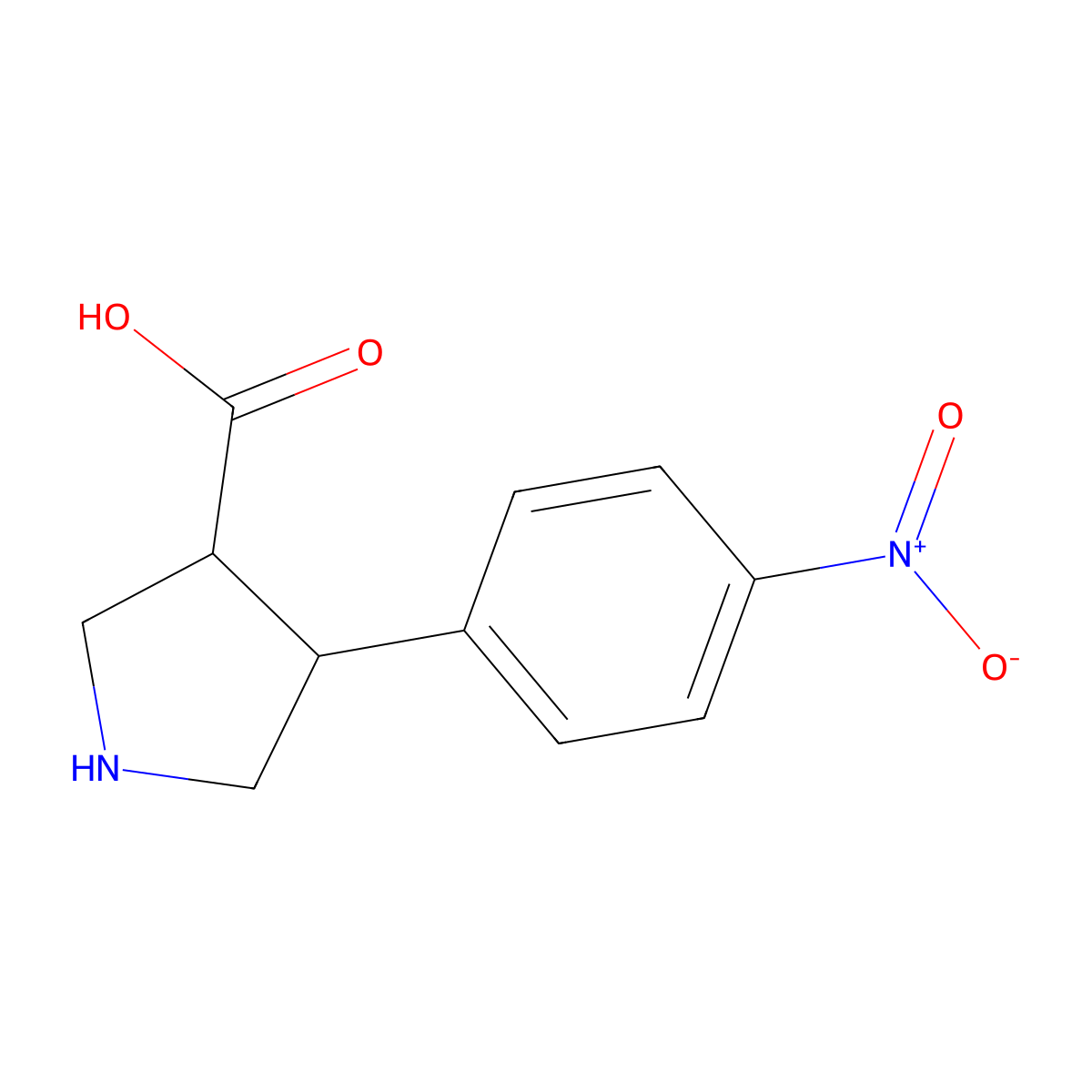 Trans-4-(4-nitrophenyl)pyrrolidine-3-carboxylic acid molecular structure, CAS 1049978-30-4