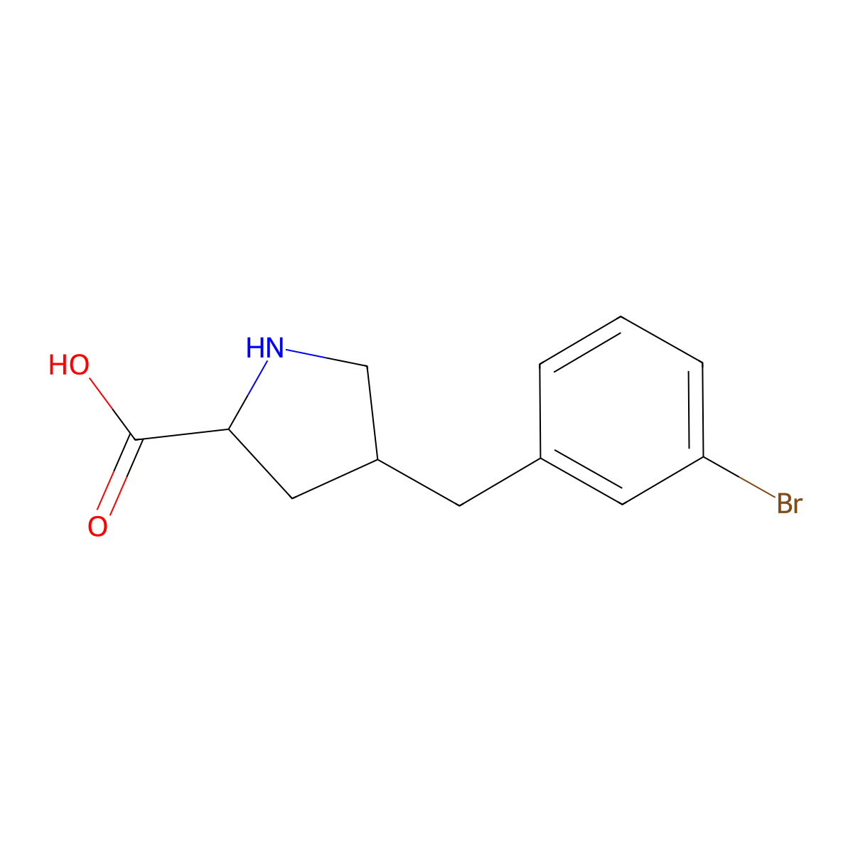 (2S,4R)-4-(3-Bromobenzyl)pyrrolidine-2-carboxylic acid molecular structure, CAS 1049978-36-0