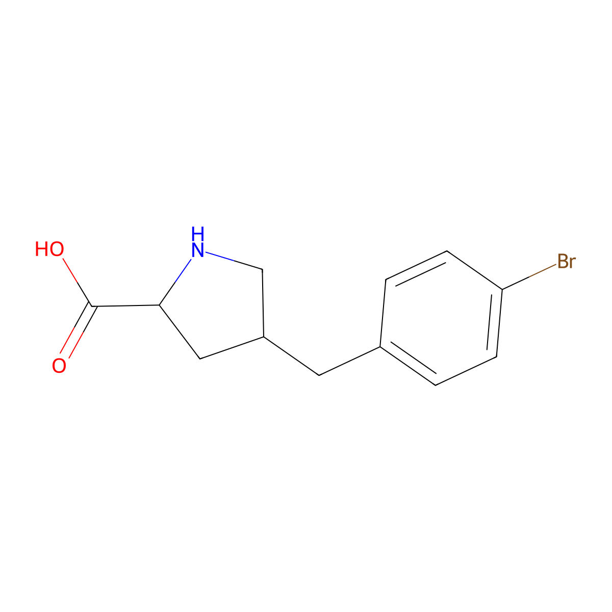 (2S,4R)-4-(4-Bromobenzyl)pyrrolidine-2-carboxylic acid molecular structure, CAS 1049978-43-9