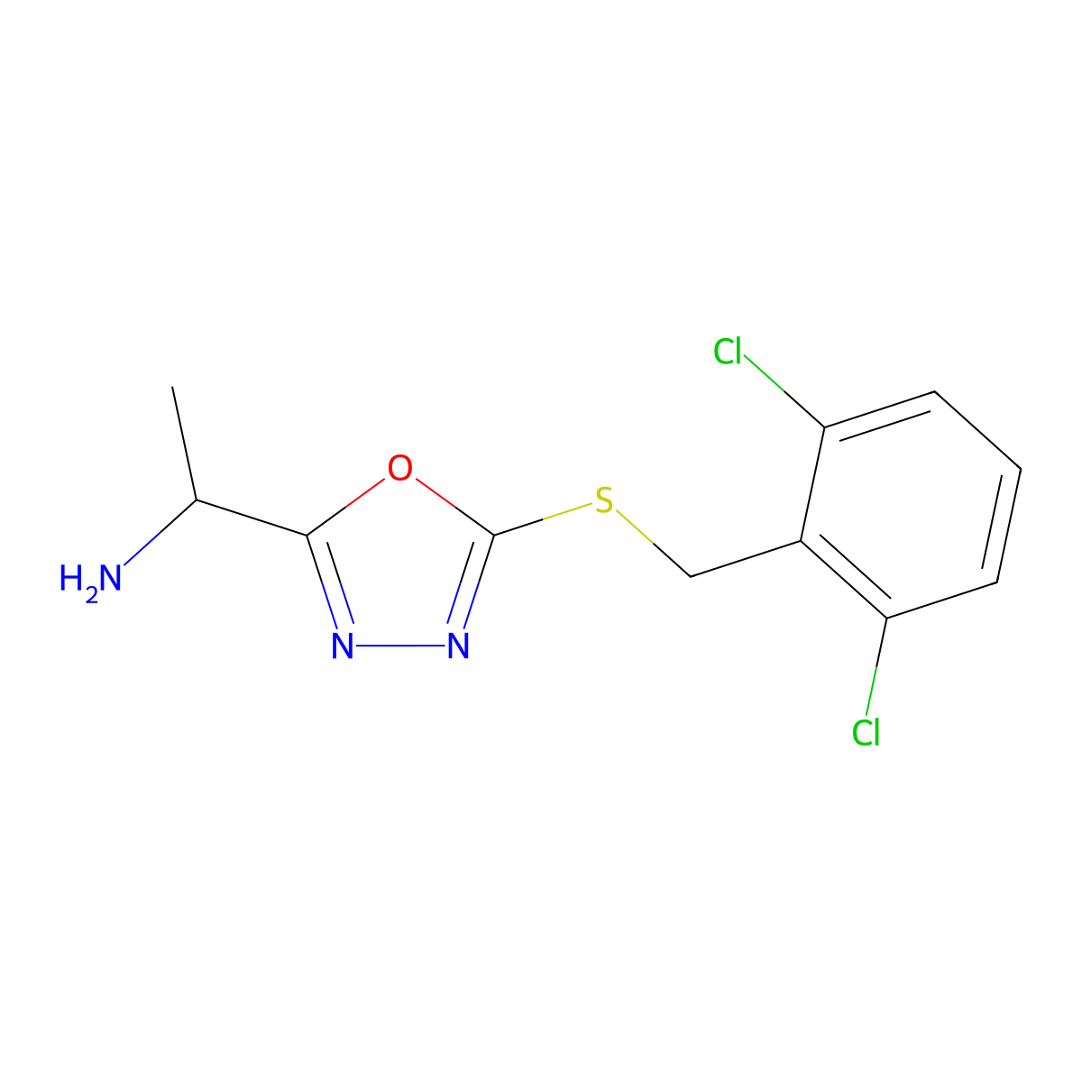 (1S)-1-{5-[(2,6-dichlorobenzyl)sulfanyl]-1,3,4-oxadiazol-2-yl}ethanamine molecular structure, CAS 1049978-44-0