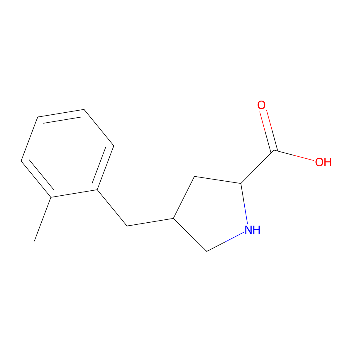 (2S,4R)-4-(2-Methylbenzyl)pyrrolidine-2-carboxylic acid molecular structure, CAS 1049978-50-8