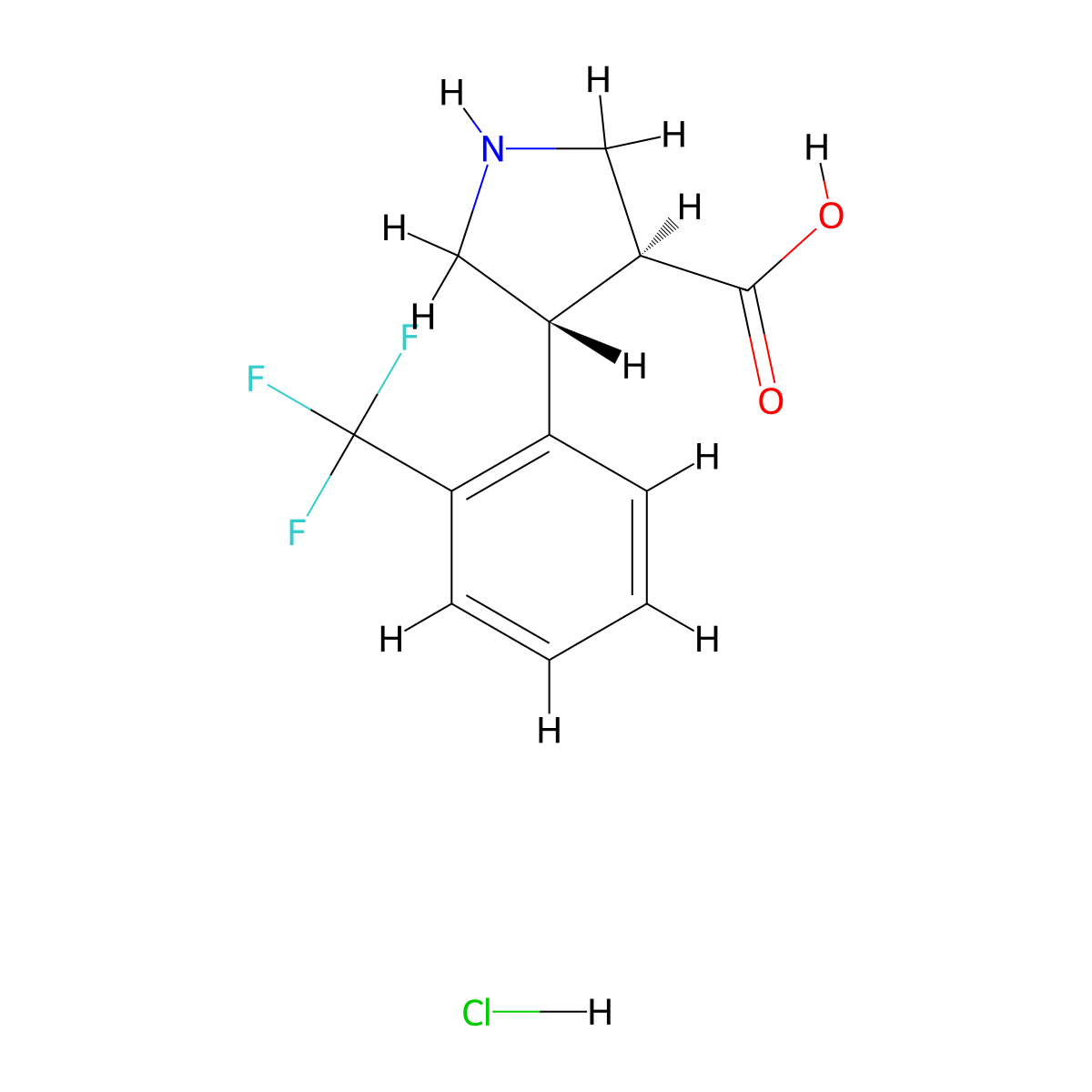 (3S,4R)-4-(2-(Trifluoromethyl)phenyl)pyrrolidine-3-carboxylic acid hydrochloride molecular structure, CAS 1049978-59-7