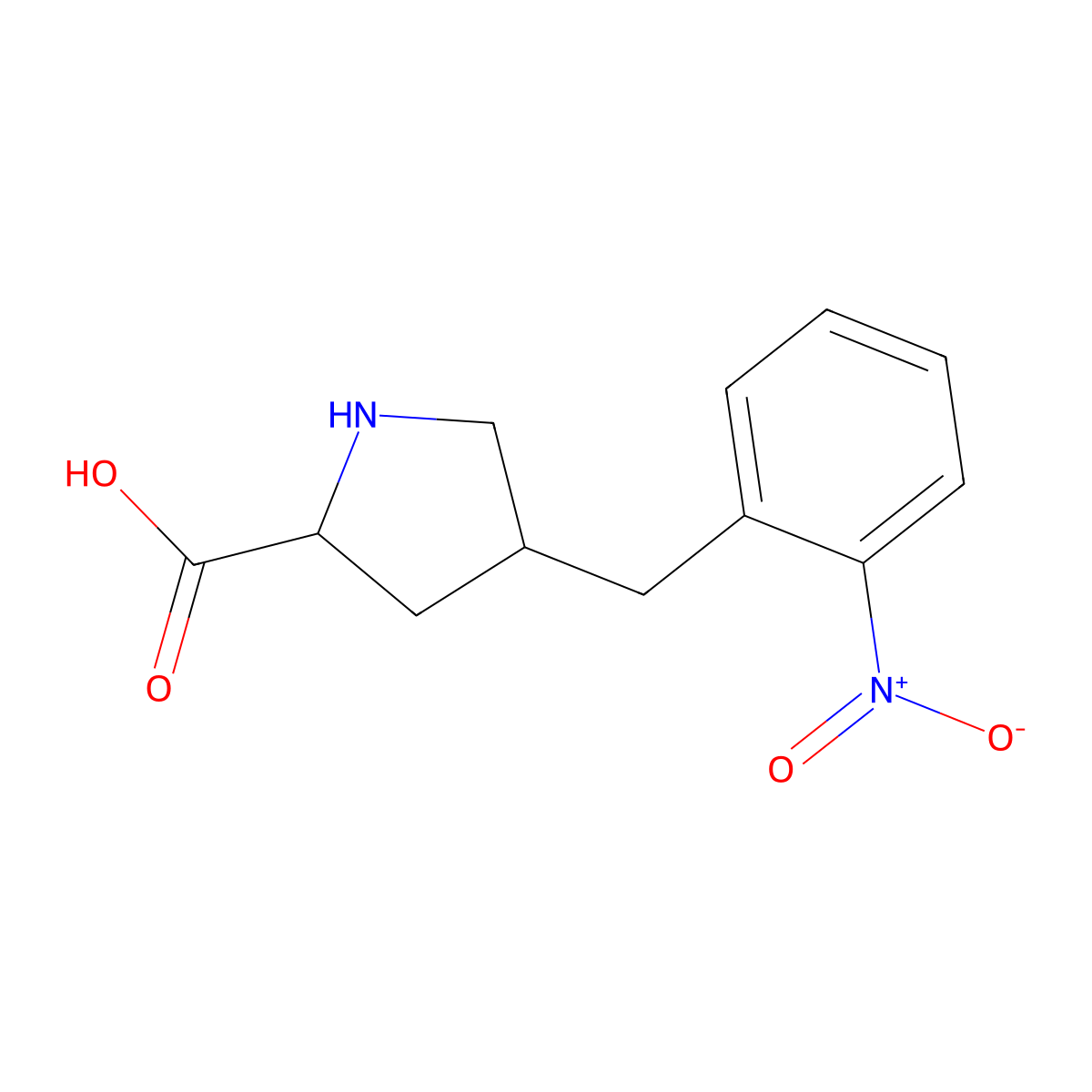 (2S,4R)-4-(2-Nitrobenzyl)pyrrolidine-2-carboxylic acid molecular structure, CAS 1049978-67-7