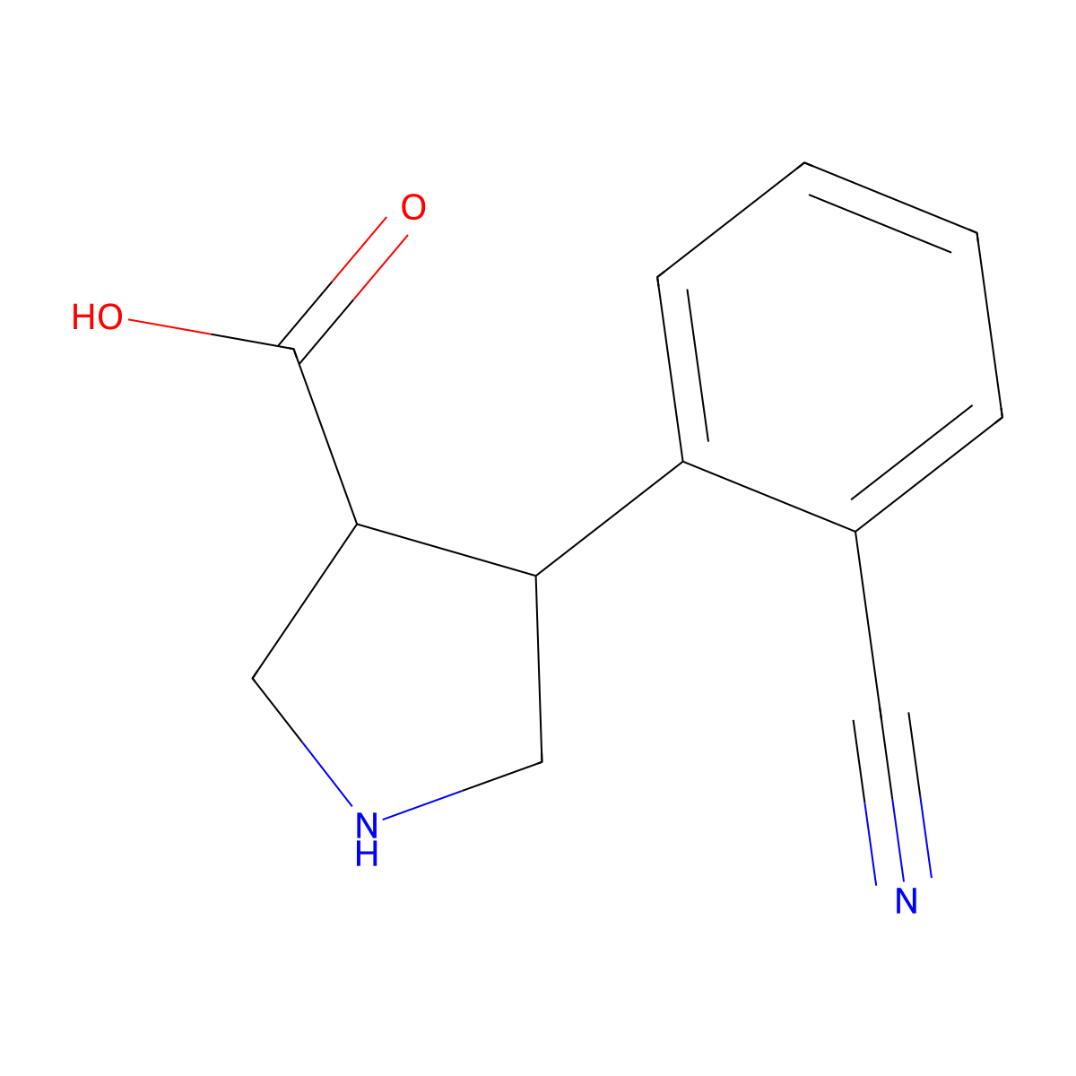 (3R,4S)-4-(2-cyanophenyl)pyrrolidine-3-carboxylic acid molecular structure, CAS 1049978-70-2