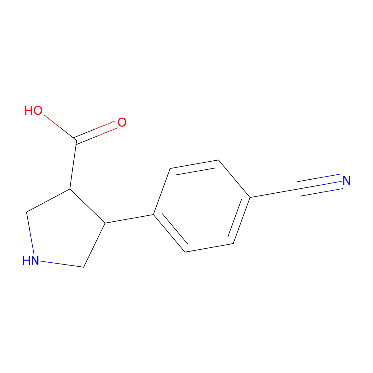 (3R,4S)-4-(4-cyanophenyl)pyrrolidine-3-carboxylic acid molecular structure, CAS 1049978-77-9