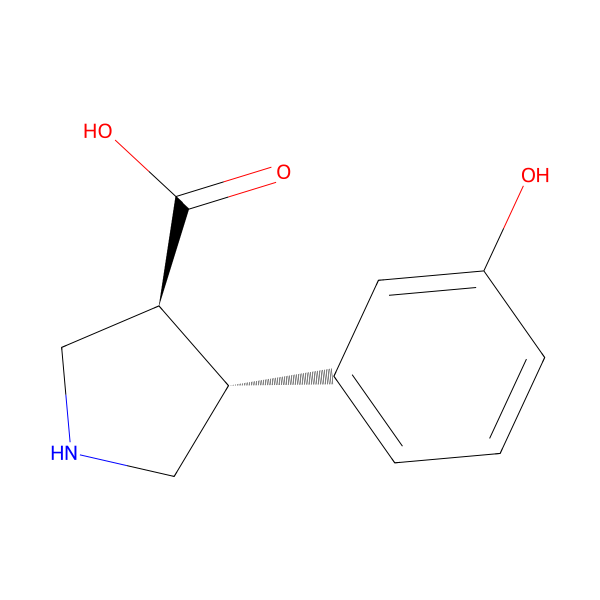 (3S,4R)-4-(3-hydroxyphenyl)pyrrolidine-3-carboxylic acid molecular structure, CAS 1049978-97-3