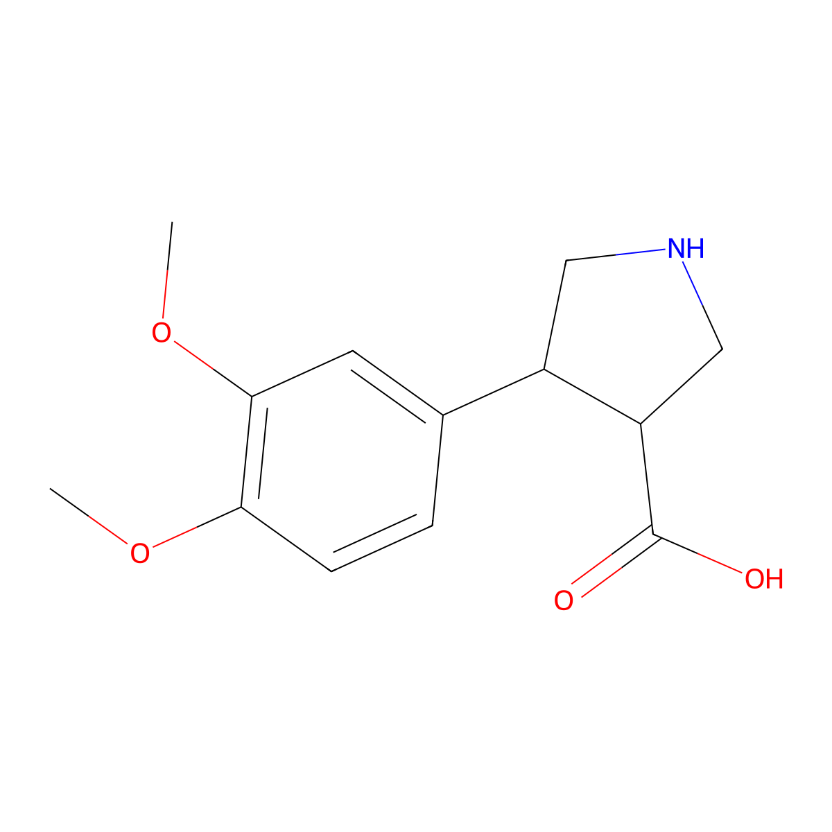 (3S,4R)-4-(3,4-dimethoxyphenyl)pyrrolidine-3-carboxylic acid molecular structure, CAS 1049980-11-1