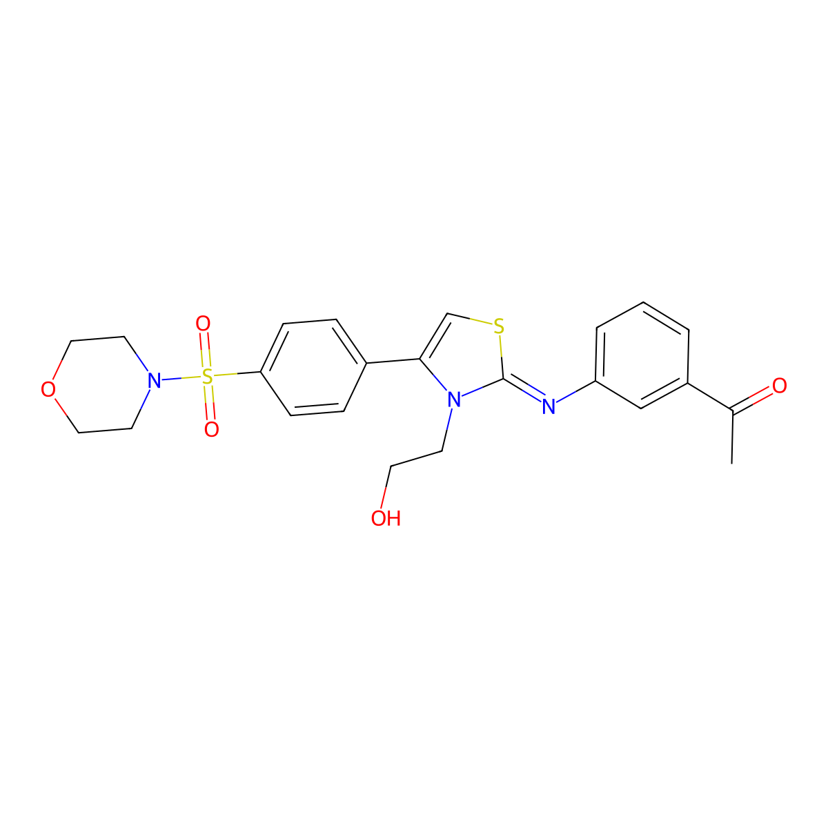 1-[3-[[3-(2-Hydroxyethyl)-4-(4-morpholin-4-ylsulfonylphenyl)-1,3-thiazol-2-ylidene]amino]phenyl]ethanone molecular structure, CAS 1049980-20-2