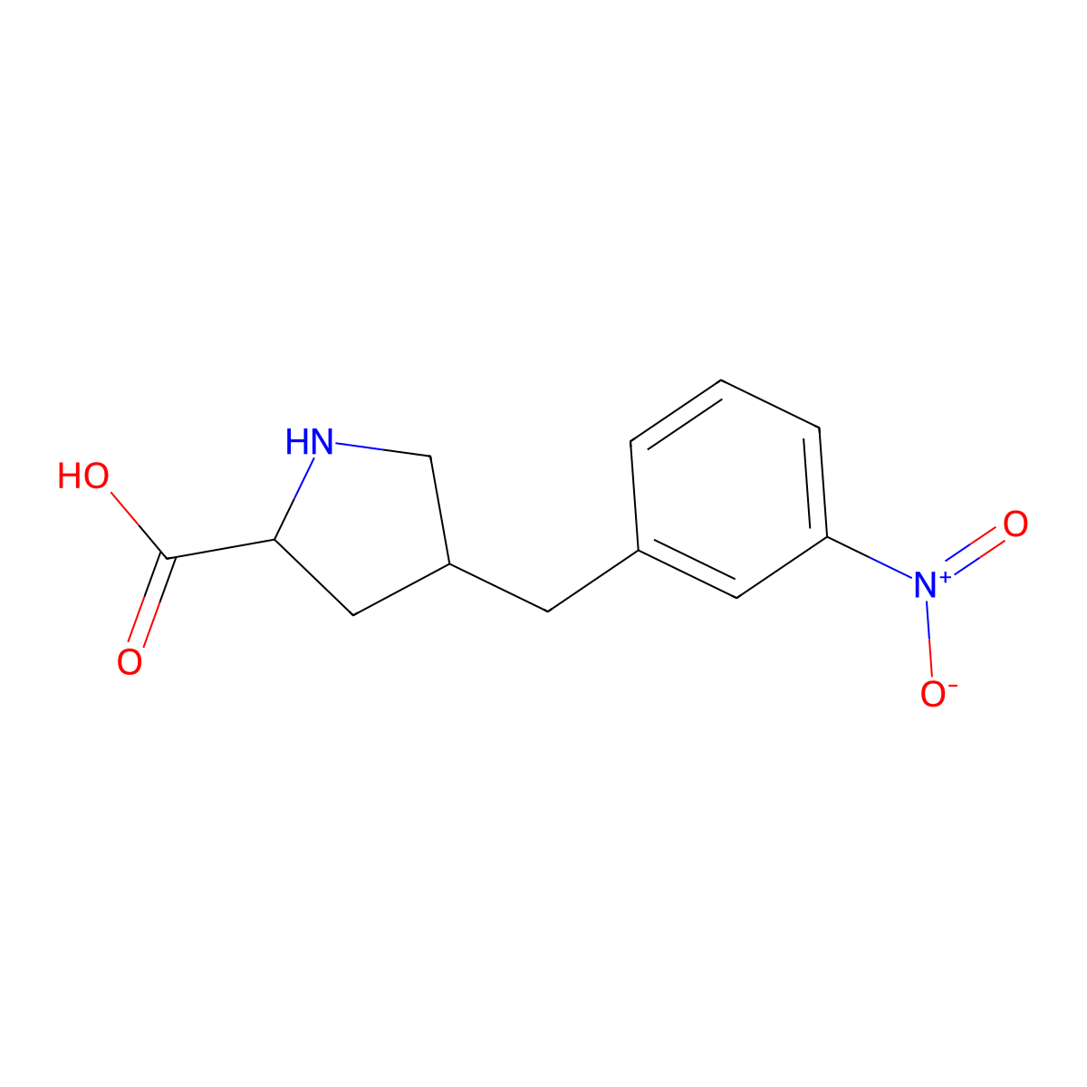 (2S,4R)-4-(3-Nitrobenzyl)pyrrolidine-2-carboxylic acid molecular structure, CAS 1049980-33-7