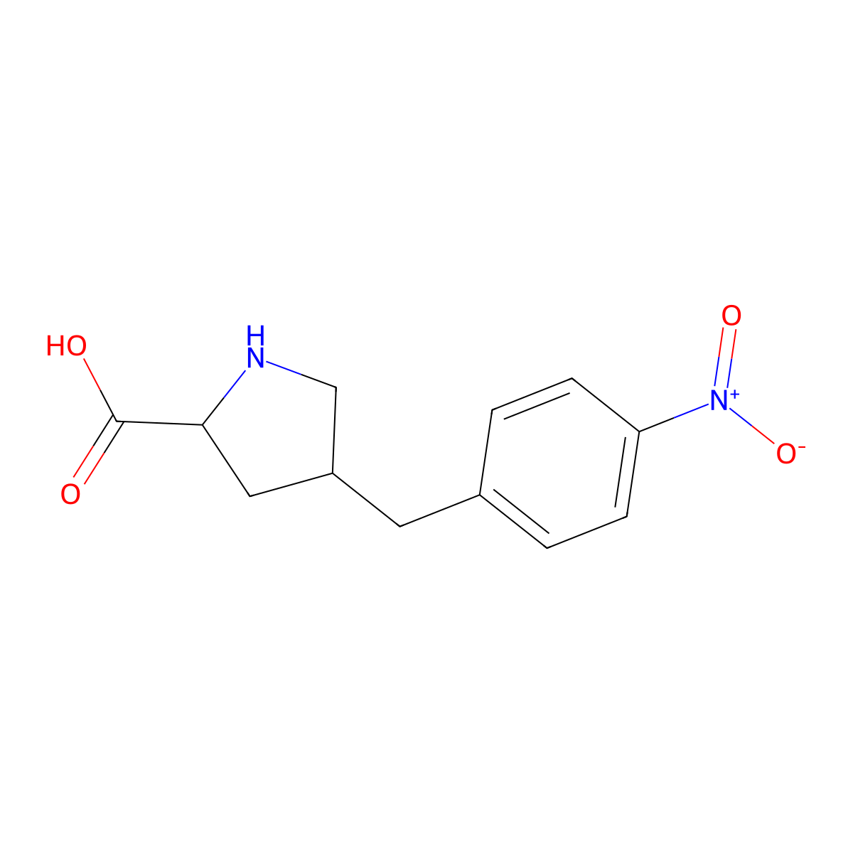 (2S,4R)-4-(4-Nitrobenzyl)pyrrolidine-2-carboxylic acid molecular structure, CAS 1049980-40-6