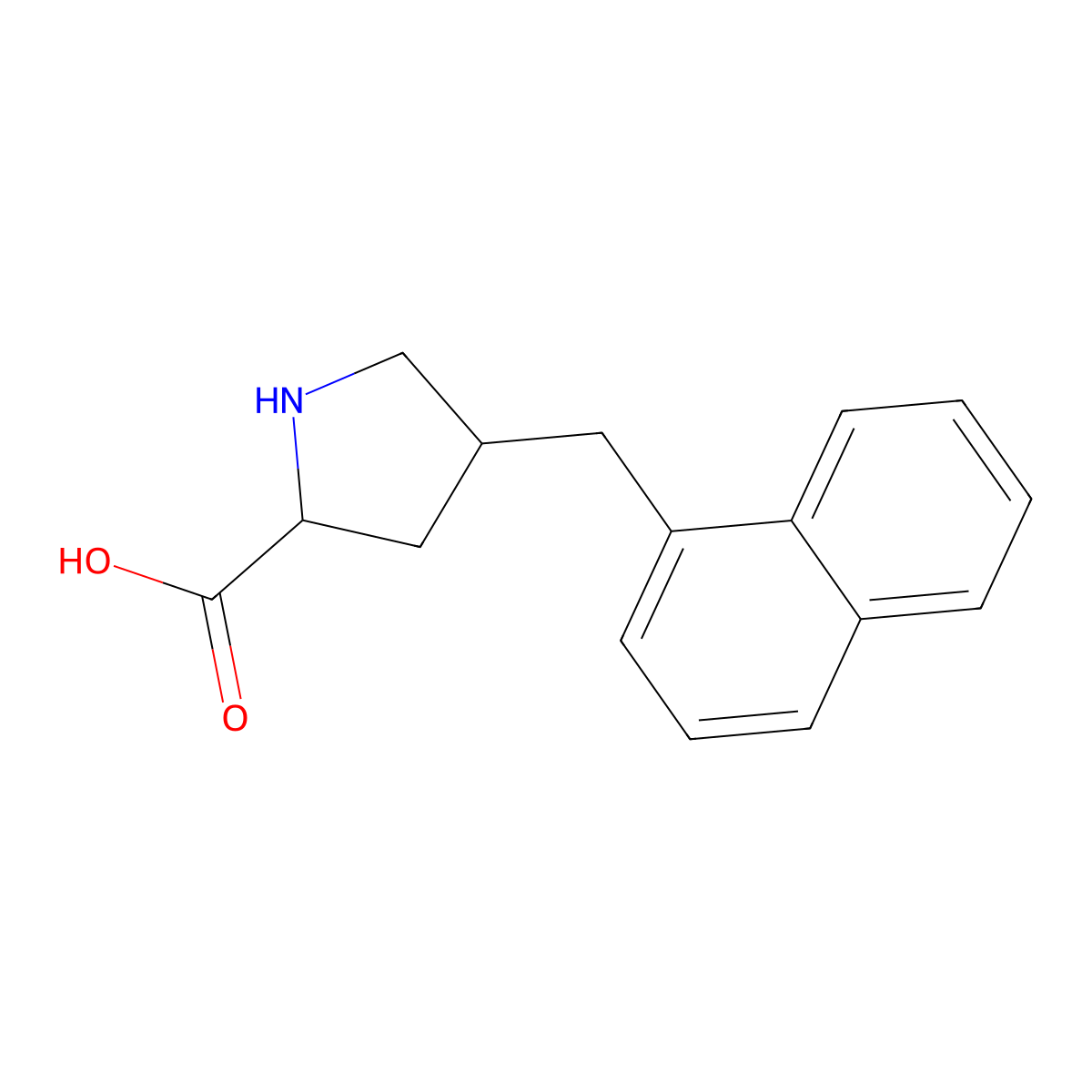 (2S,4R)-4-(naphthalen-1-ylmethyl)pyrrolidine-2-carboxylic acid molecular structure, CAS 1049980-44-0