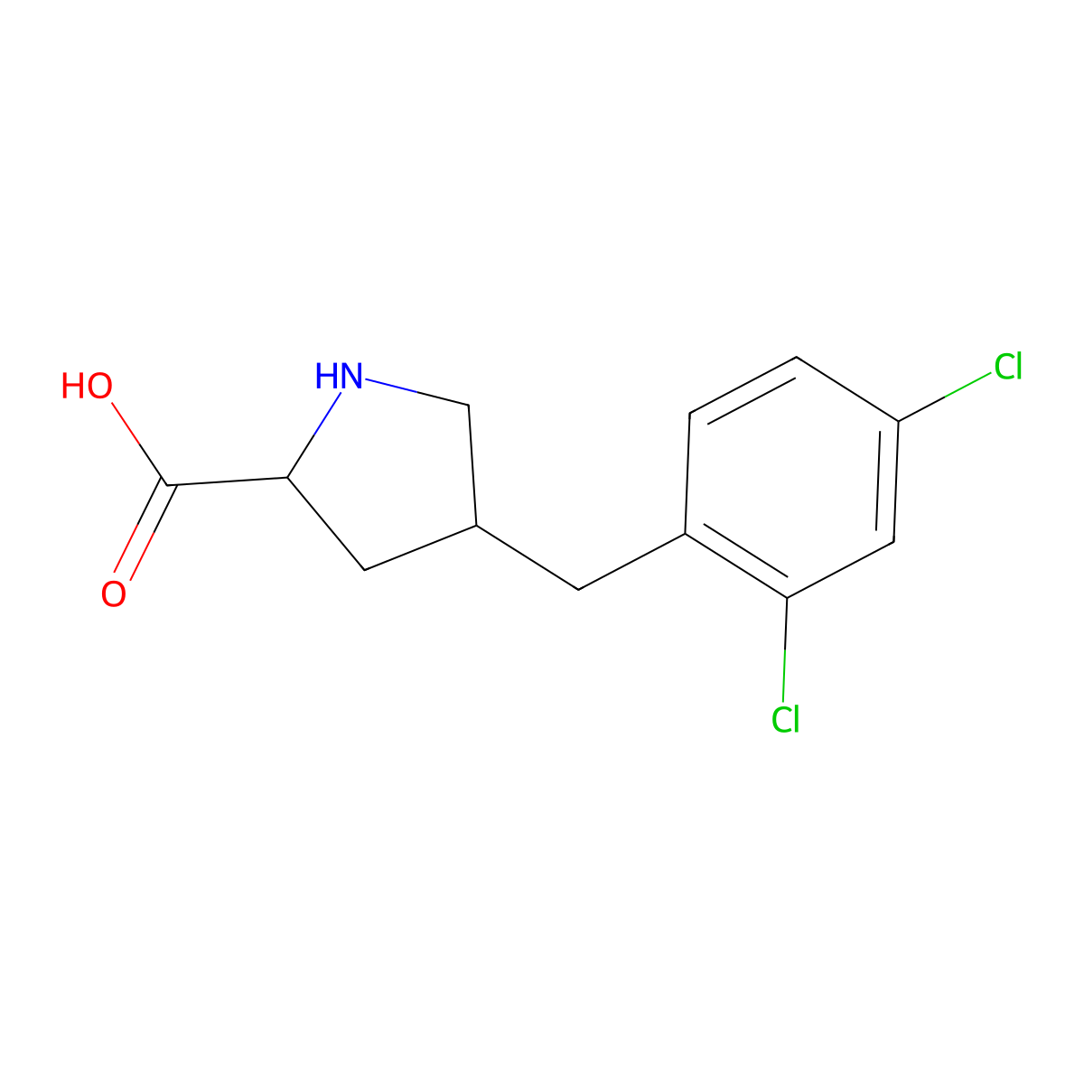 (2S,4R)-4-(2,4-Dichlorobenzyl)pyrrolidine-2-carboxylic acid molecular structure, CAS 1049980-61-1