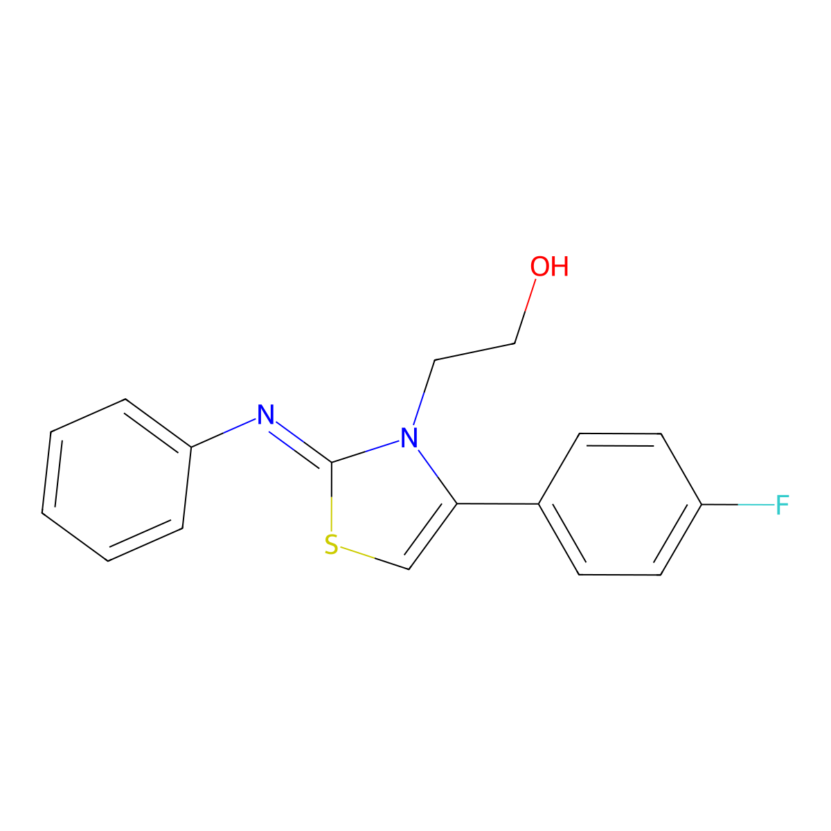 3(2H)-Thiazoleethanol, 4-(4-fluorophenyl)-2-(phenylimino)-, (2Z)- molecular structure, CAS 1049981-02-3