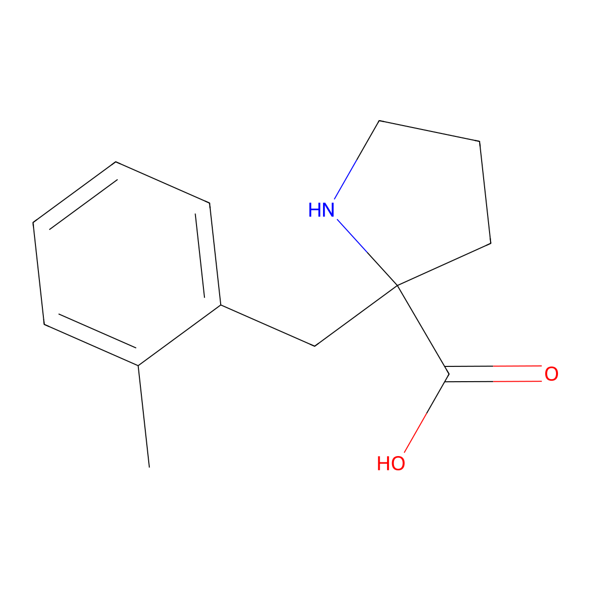2-[(2-Methylphenyl)methyl]pyrrolidine-2-carboxylic acid molecular structure, CAS 1049981-04-5