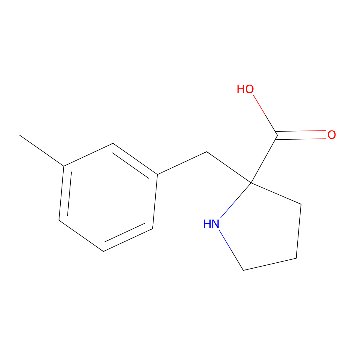 2-[(3-Methylphenyl)methyl]pyrrolidine-2-carboxylic acid molecular structure, CAS 1049981-09-0